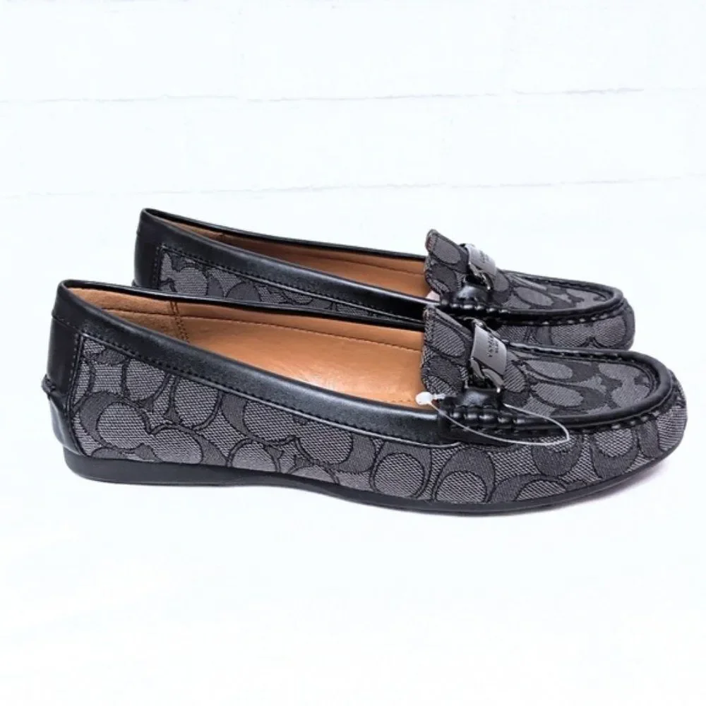 NIB COACH Olive Outline Sig C Jacquard Loafers